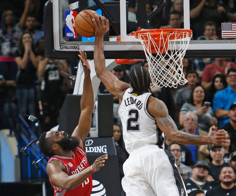 Kawhi leonard block james harden spurs rockets 2016 2017