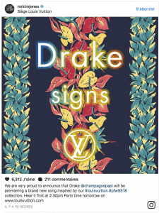 image screen Instagram Louis Vuitton annonce single Signs de Drake