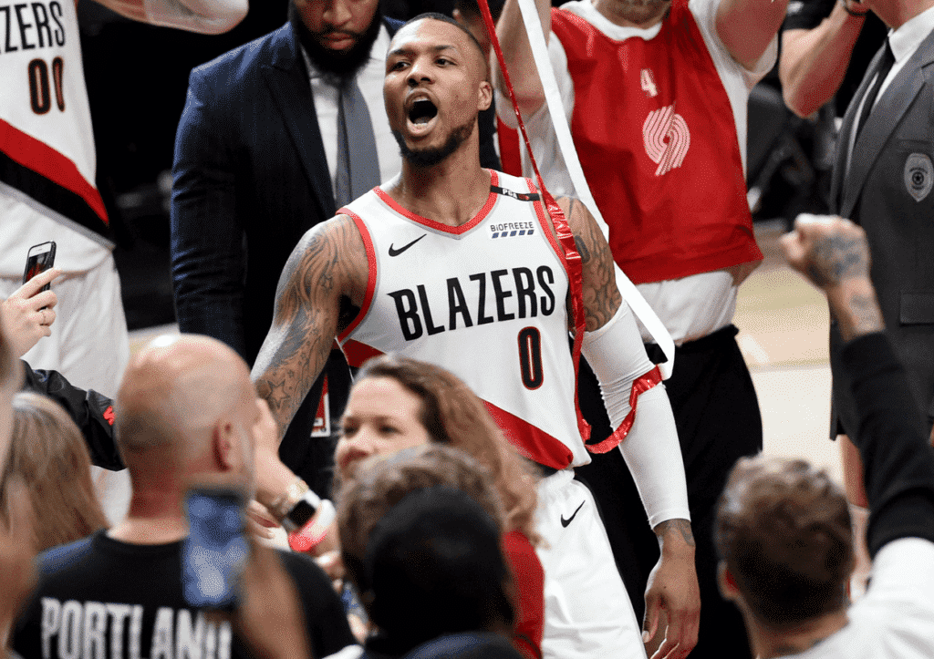 image lillard célébration vs thunder playoffs 2019