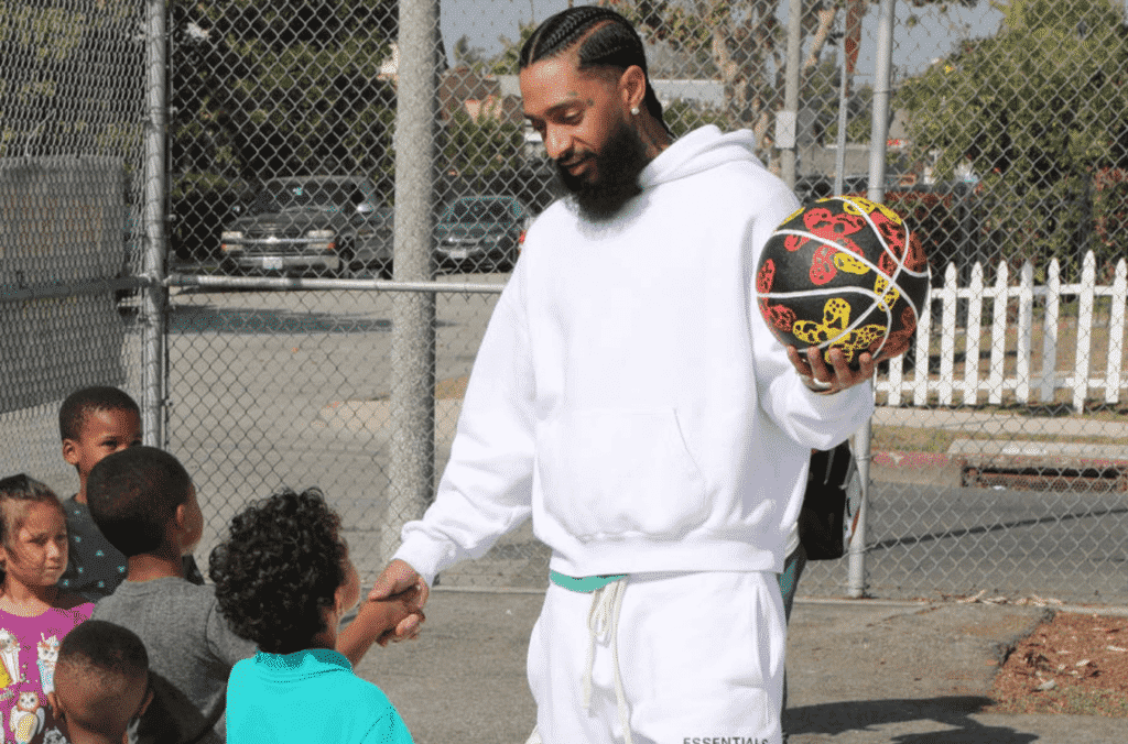 image nipsey hussle basketball with kids