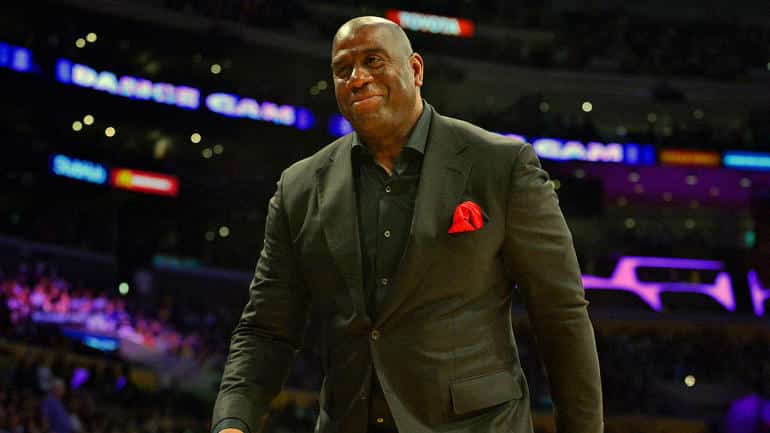 image magic johnson demission Lakers