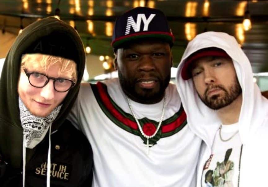 i!age Ed Sheeran Eminem & 50 Cent forment un trio d'or sur "Remember The Name"